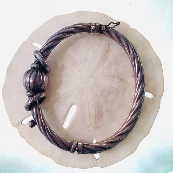 925 silver vintage bracelet Italian provenance. silver cuff - Picture 5 of 8